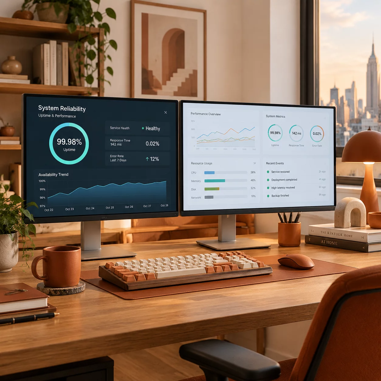 Operational resilience workspace with system monitoring and continuity blueprints